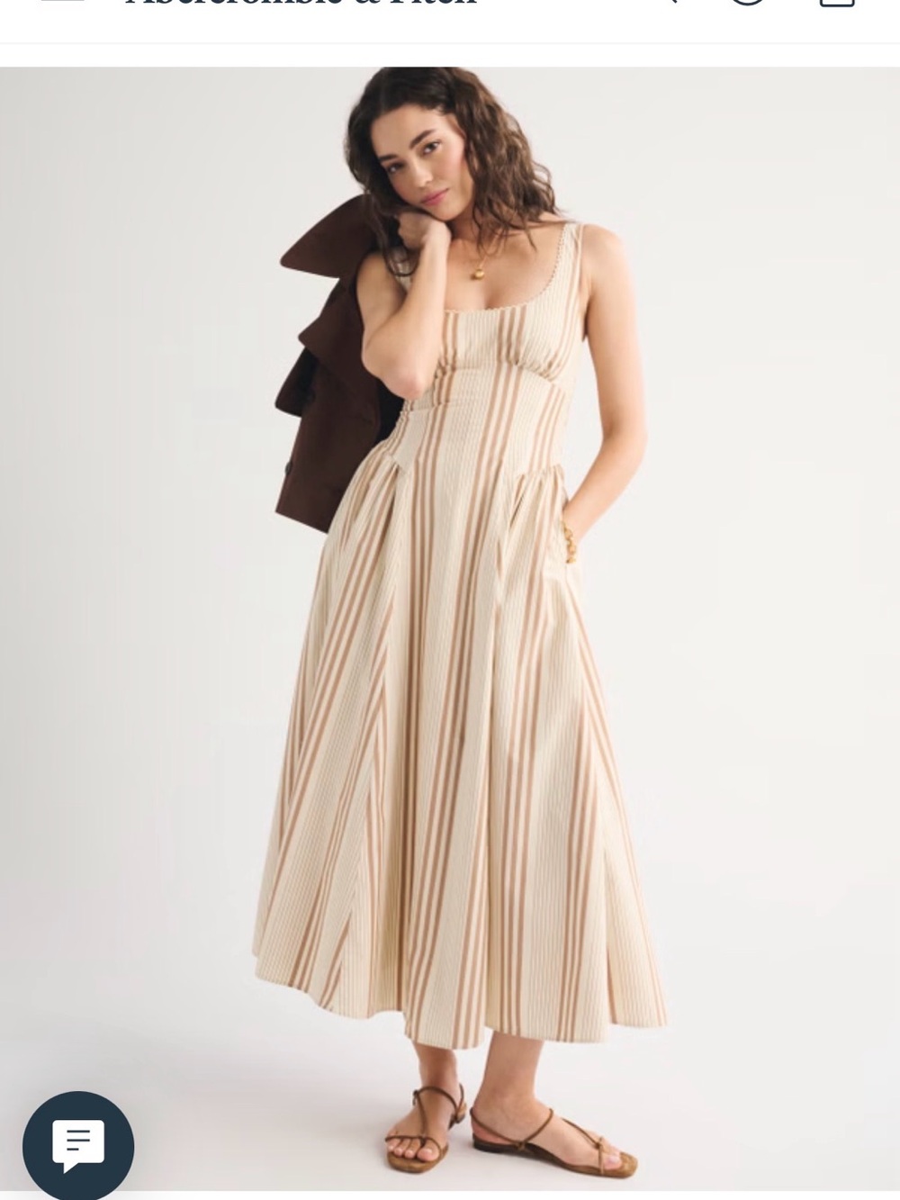Abercrombie & Fitch Cream and Tan Striped Maxi Dress